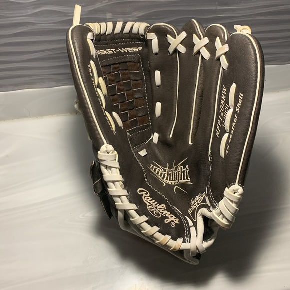Rawlings Leather baseball Mitt Like NEW Basket weave highlight HFP120BRW 12 inch - Picture 2 of 11